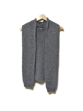 Prada Sleeveless Sweater 38 S Gray Crew Neck with Scarf Cashmere